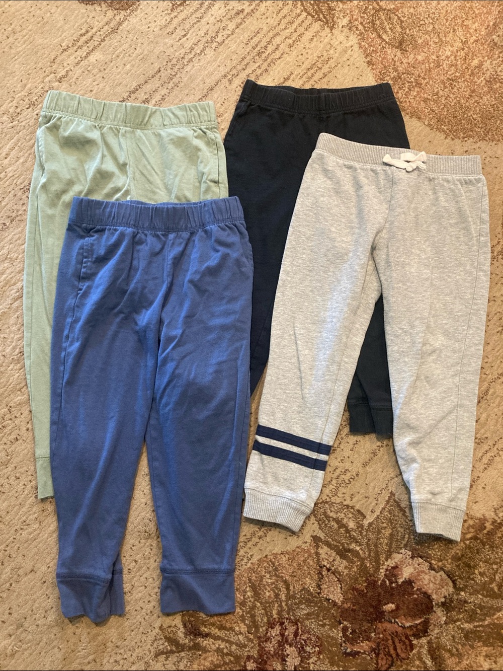 4 Pair Jogger Pants Set in Blue, Light Green, Navy & Gray